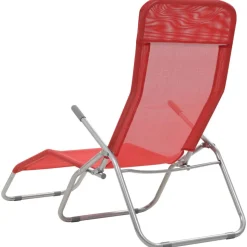 MAISON EXCLUSIVE - Chaises longues pliables lot de 2 textilène rouge