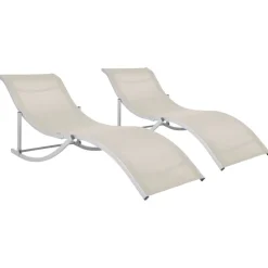 MAISON EXCLUSIVE - Chaises longues pliables lot de 2 crème textilène