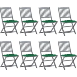 MAISON EXCLUSIVE - Chaises pliables d'extérieur lot de 8 et coussins bois d'acacia