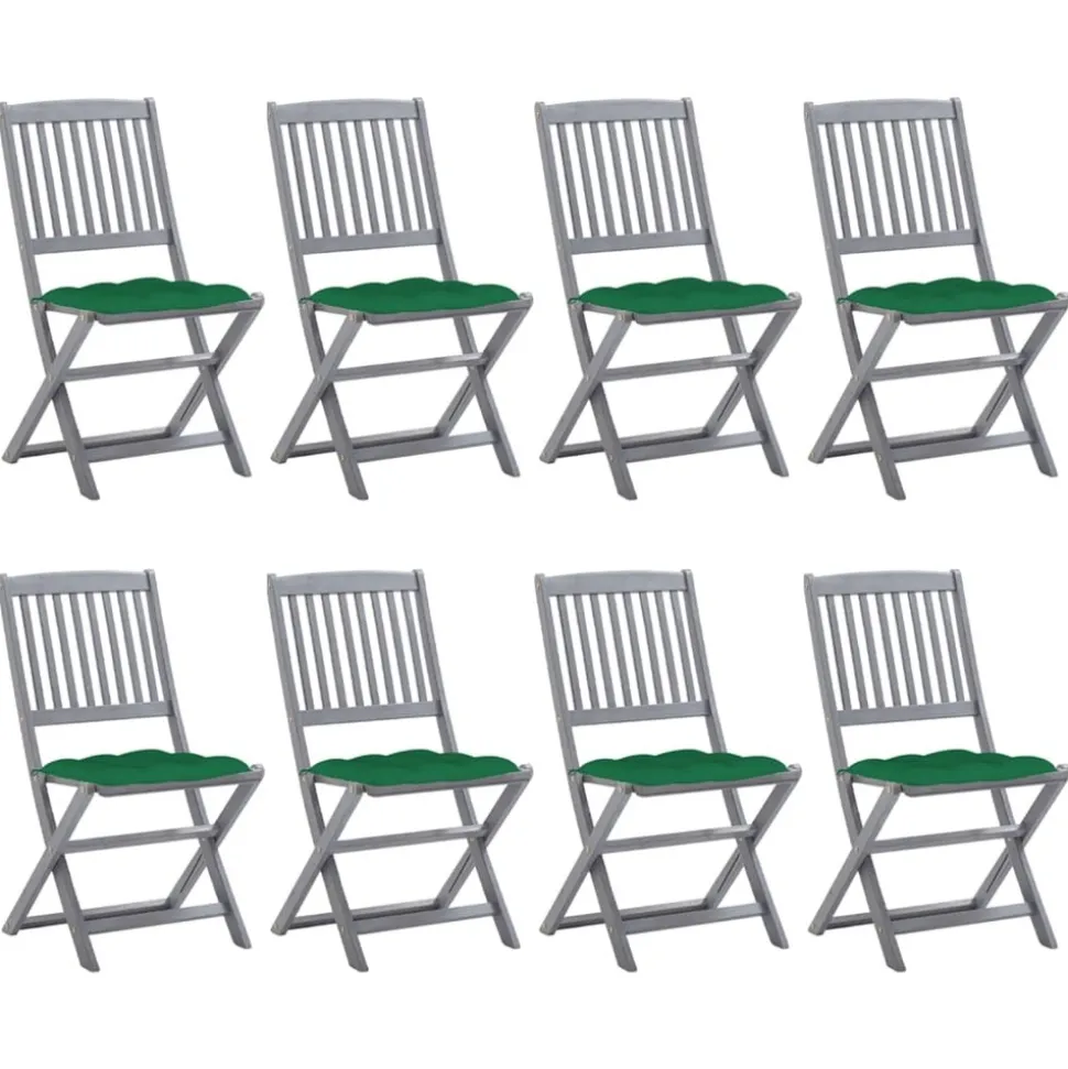 MAISON EXCLUSIVE - Chaises pliables d'extérieur lot de 8 et coussins bois d'acacia
