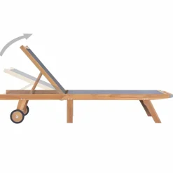 MAISON EXCLUSIVE - Chaises longues pliables et roulettes lot de 2 teck textilène