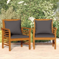 MAISON EXCLUSIVE - Chaises de canapé coussins gris foncé lot de 2 acacia massif