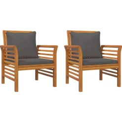 MAISON EXCLUSIVE - Chaises de canapé coussins gris foncé lot de 2 acacia massif