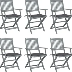 MAISON EXCLUSIVE - Chaises pliables d'extérieur lot de 6 et coussins bois d'acacia