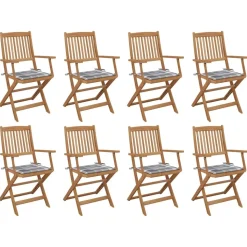 MAISON EXCLUSIVE - Chaises pliables d'extérieur et coussins lot de 8 bois d'acacia