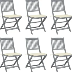 MAISON EXCLUSIVE - Chaises pliables d'extérieur lot de 6 et coussins bois d'acacia