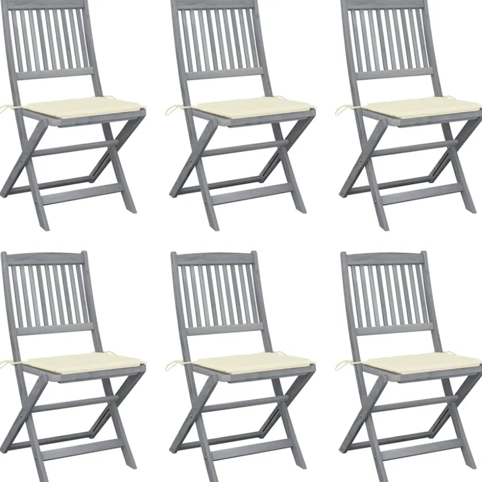 MAISON EXCLUSIVE - Chaises pliables d'extérieur lot de 6 et coussins bois d'acacia