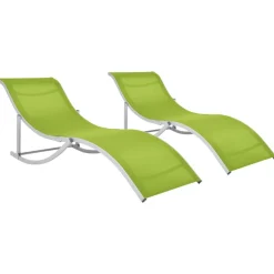 MAISON EXCLUSIVE - Chaises longues pliables 2 pcs vert textilène
