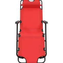 MAISON EXCLUSIVE - Chaises longues pliables 2 pcs avec repose-pied acier rouge