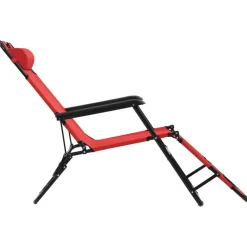 MAISON EXCLUSIVE - Chaises longues pliables 2 pcs avec repose-pied acier rouge