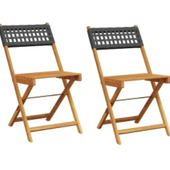 MAISON EXCLUSIVE - Chaises de bistrot lot de 2 noir bois massif d'acacia et rotin