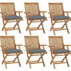 MAISON EXCLUSIVE - Chaises pliables de jardin avec coussins lot de 6 bois de teck