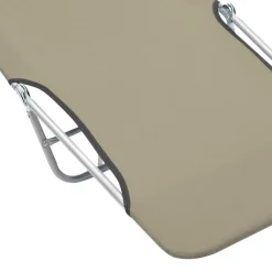 MAISON EXCLUSIVE - Chaises longues pliables lot de 2 acier et tissu taupe