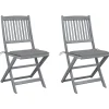 MAISON EXCLUSIVE - Chaises pliables d'extérieur lot de 2 et coussins bois d'acacia