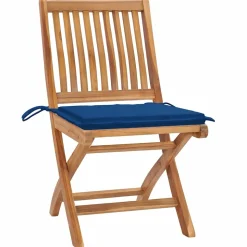 MAISON EXCLUSIVE - Chaises de jardin lot de 2 et coussins bleu royal bois de teck