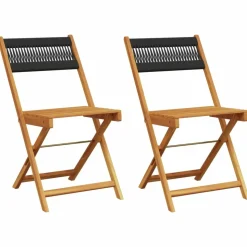 MAISON EXCLUSIVE - Chaises de bistrot lot de 2 noir bois d'acacia et corde