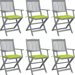 MAISON EXCLUSIVE - Chaises pliables d'extérieur lot de 6 et coussins bois d'acacia