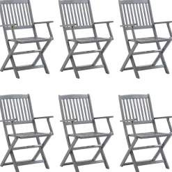 MAISON EXCLUSIVE - Chaises pliables d'extérieur lot de 6 et coussins bois d'acacia