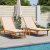 MAISON EXCLUSIVE - Chaises longues lot de 2 table crème bois d'acacia et textilène