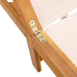 MAISON EXCLUSIVE - Chaises longues lot de 2 table crème bois d'acacia et textilène