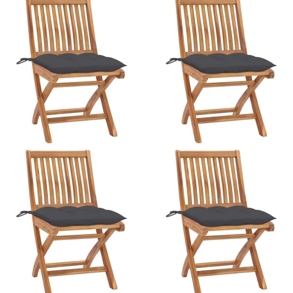 MAISON EXCLUSIVE - Chaises pliables de jardin avec coussins lot de 4 teck solide
