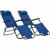 MAISON EXCLUSIVE - Chaises longues pliables 2 pcs avec repose-pied acier bleu