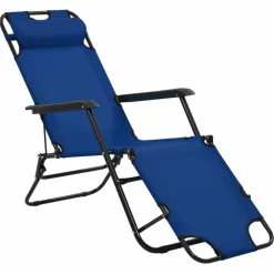 MAISON EXCLUSIVE - Chaises longues pliables 2 pcs avec repose-pied acier bleu