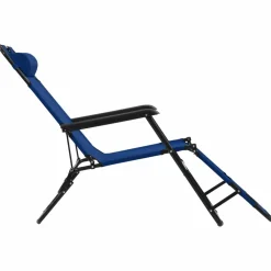 MAISON EXCLUSIVE - Chaises longues pliables 2 pcs avec repose-pied acier bleu