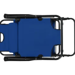 MAISON EXCLUSIVE - Chaises longues pliables 2 pcs avec repose-pied acier bleu