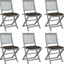 MAISON EXCLUSIVE - Chaises pliables d'extérieur lot de 6 et coussins bois d'acacia