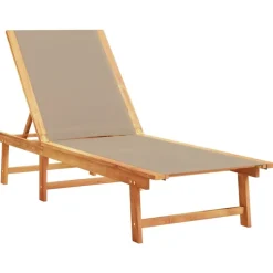 MAISON EXCLUSIVE - Chaises longues lot de 2 taupe bois acacia solide et textilène