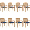 MAISON EXCLUSIVE - Chaises de jardin empilables avec coussins lot de 8 teck solide