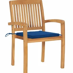 MAISON EXCLUSIVE - Chaises de jardin empilables avec coussins lot de 8 teck solide