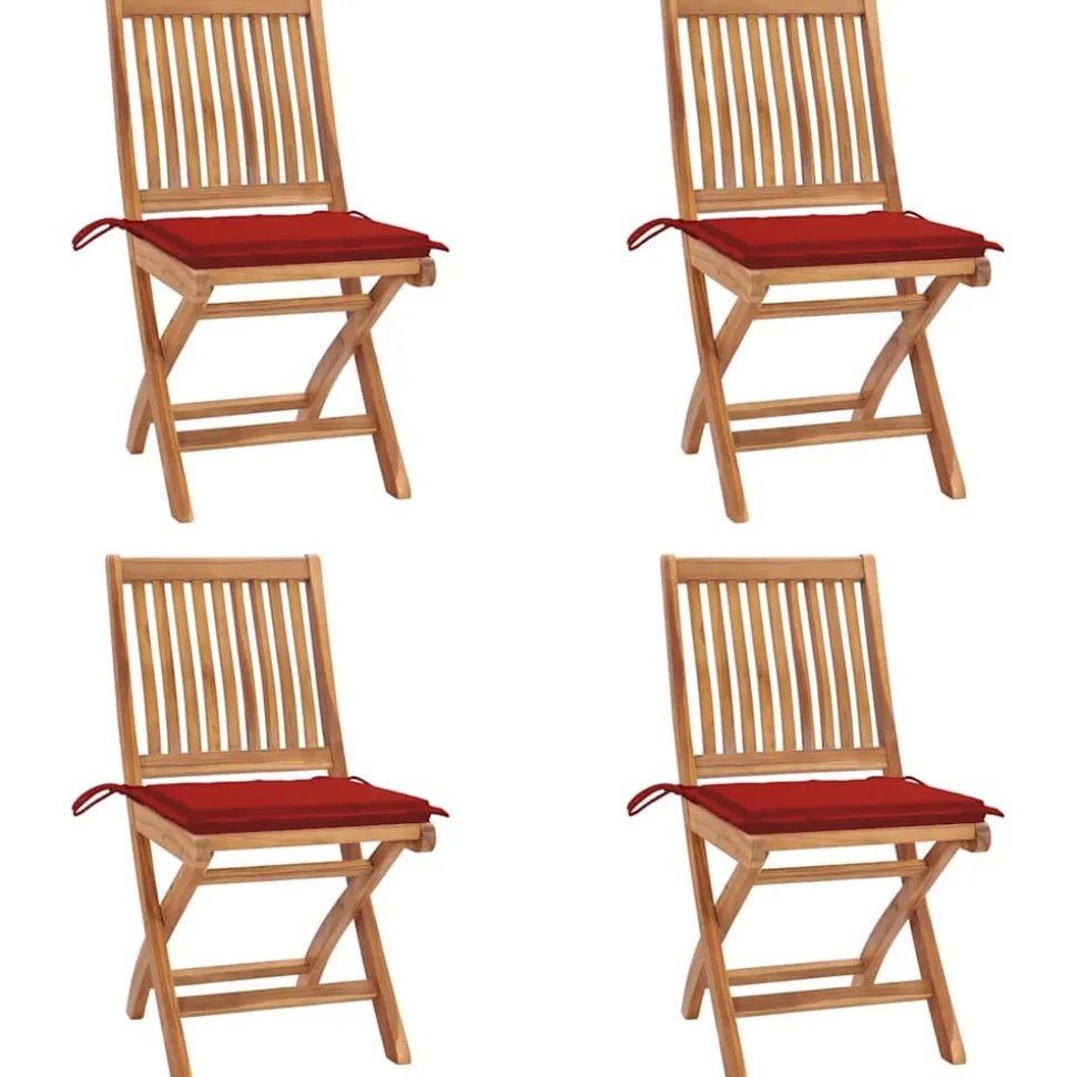 MAISON EXCLUSIVE - Chaises pliables de jardin avec coussins lot de 4 teck solide