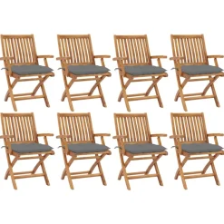 MAISON EXCLUSIVE - Chaises pliables de jardin avec coussins lot de 8 teck solide