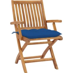 MAISON EXCLUSIVE - Chaises de jardin lot de 2 et coussins bleu bois de teck massif