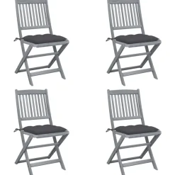 MAISON EXCLUSIVE - Chaises pliables d'extérieur lot de 4 et coussins bois d'acacia
