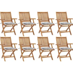 MAISON EXCLUSIVE - Chaises pliables de jardin avec coussins lot de 8 teck solide