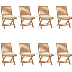 MAISON EXCLUSIVE - Chaises pliables de jardin avec coussins lot de 8 teck solide