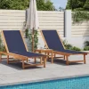 MAISON EXCLUSIVE - Chaises longues lot de 2 table bleu bois d'acacia et textilène