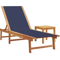 MAISON EXCLUSIVE - Chaises longues lot de 2 table bleu bois d'acacia et textilène