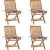 MAISON EXCLUSIVE - Chaises pliables de jardin avec coussins lot de 4 teck solide