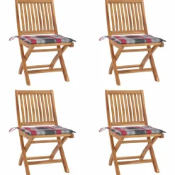 MAISON EXCLUSIVE - Chaises pliables de jardin avec coussins lot de 4 teck solide