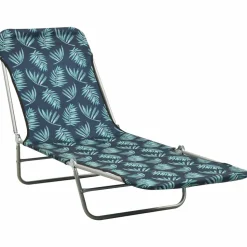MAISON EXCLUSIVE - Chaises longues pliables lot de 2 acier tissu motif de feuilles
