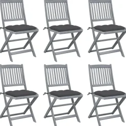 MAISON EXCLUSIVE - Chaises pliables d'extérieur lot de 6 et coussins bois d'acacia