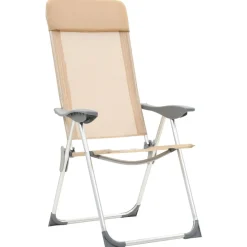 MAISON EXCLUSIVE - Chaises de camping pliables lot de 4 crème aluminium