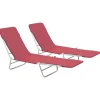 MAISON EXCLUSIVE - Chaises longues pliables lot de 2 acier et tissu rouge