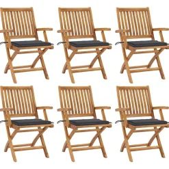 MAISON EXCLUSIVE - Chaises pliables de jardin avec coussins lot de 6 bois de teck
