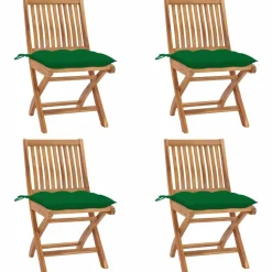 MAISON EXCLUSIVE - Chaises pliables de jardin avec coussins lot de 4 teck solide