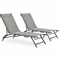 MAISON EXCLUSIVE - Chaises longues lot de 2 textilène et acier